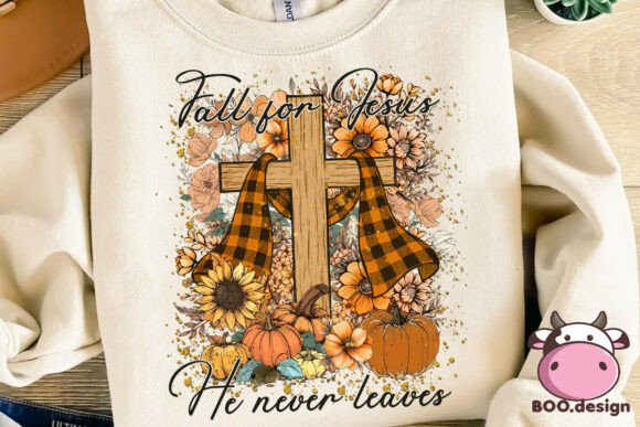 Fall for Jesus Cross with Pumpkins PNG — T-Shirt Designs