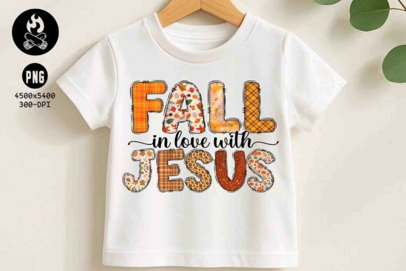 Fall in Love with Jesus PNG: T-Shirt Designs