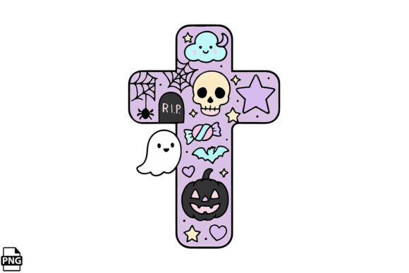 Halloween Pastel Goth Jesus Cross PNG T-Shirt Designs