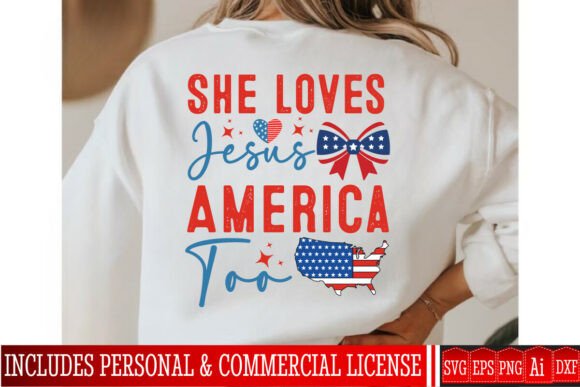 She Loves Jesus America Too SVG Design T-Shirt Designs