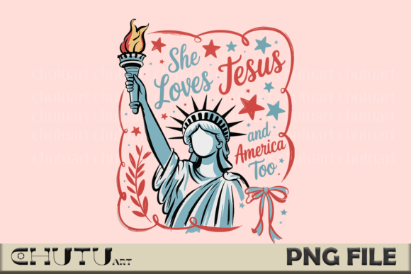 She Loves Jesus PNG – Patriotic Art for T-Shirt Designs