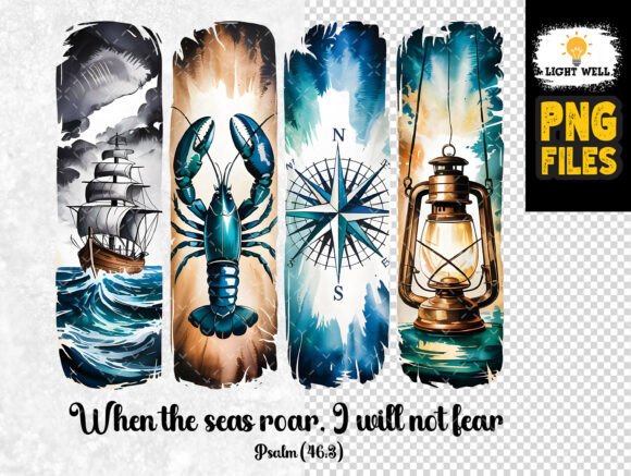 Stormy Seascape Psalm 46 PNG for T-Shirt Designs